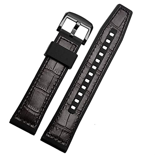 VYSLZ Echtes Leder mit Silikonboden -Uhrband für SRPD76K1 SRPE80K1 SRPE79K1 Armband Sports wasserdichtes Riemen 22mm schwarzbraun(Brown A black) von VYSLZ