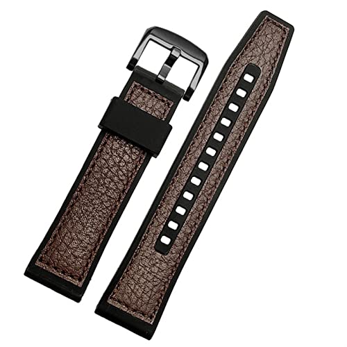 VYSLZ Echtes Leder mit Silikonboden -Uhrband für SRPD76K1 SRPE80K1 SRPE79K1 Armband Sports wasserdichtes Riemen 22mm schwarzbraun(Brown black) von VYSLZ