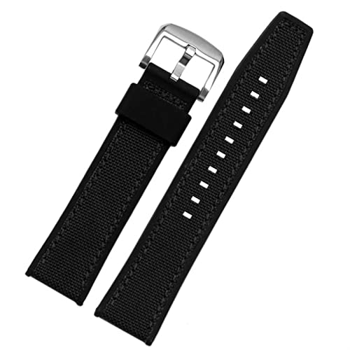 VYSLZ Echtes Leder mit Silikonboden -Uhrband für SRPD76K1 SRPE80K1 SRPE79K1 Armband Sports wasserdichtes Riemen 22mm schwarzbraun(Nylon black silver) von VYSLZ
