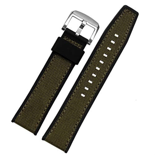 VYSLZ Echtes Leder mit Silikonboden -Uhrband für SRPD76K1 SRPE80K1 SRPE79K1 Armband Sports wasserdichtes Riemen 22mm schwarzbraun(Nylon green silver) von VYSLZ