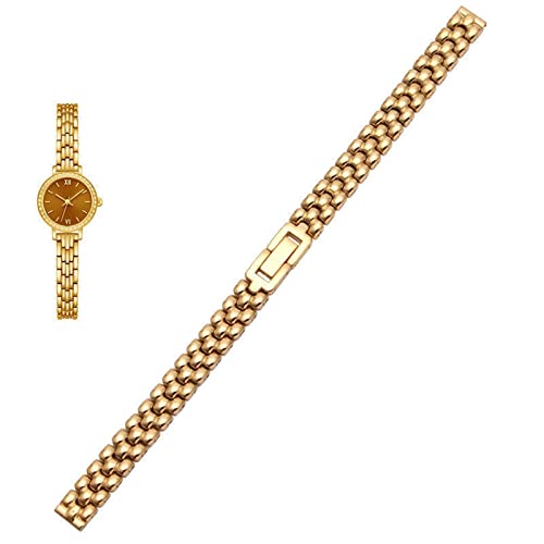 VYSLZ Edelstahl-Armband 6 mm 8 mm 10 mm silber-goldenes Armband Ersatzarmband für Damenmode-Uhrenarmband mit Größenzifferblatt(Gold,6mm) von VYSLZ