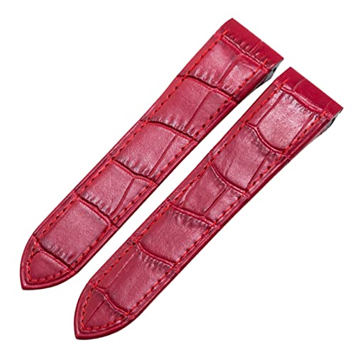 VYSLZ Exquisite echte Leder Uhrengurt für Cartier Serie 20mm elegantes Design 23mm Uhrbandarmband(Red no buckle,20mm) von VYSLZ