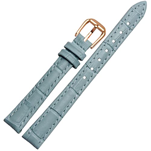 VYSLZ Für jedes Marken -Leder -Uhrband für Mädchen und Student Crocodile Grain Band 10 12 14 16 18 mm schwarz braun rot weiß blau Gurt(Sky Blue-rose gold,12mm) von VYSLZ