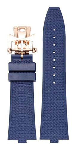 VYSLZ Schnelle Demontage Fluorkautschuk-Uhrenarmband für Vacheron Constantin VC-Serie 4500 V 5500 V 7900 V konvexe Schnittstelle 7 mm Armband(Blue-rosegold-B) von VYSLZ