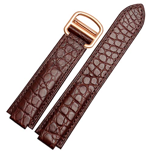 VYSLZ Uhrenarmband aus amerikanischem Krokodilleder, geeignet für Cartier Blue Balloon Convex Lederarmband 18 20 mm Herren und Damen Schwarz(Brown Rose Gold,16-8mm) von VYSLZ
