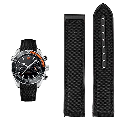 VYSLZ Uhrenarmband für Omega 300 SEAMASTER 600 PLANET OCEAN Silikon Nylonarmband Uhrenzubehör Uhrenarmband Kette 20mm 22mm Gürtel(Black NO,22mm) von VYSLZ