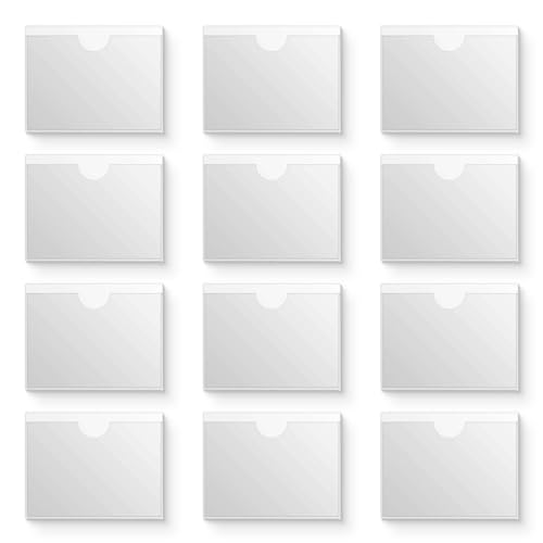 Selbstklebend Visitenkarten Taschen-12 Stück Etikettenhalter Selbstklebend,Transparent Scheckkartenhülle,zum Schutz Ihrer Karten oder Fotos(Innengröße:5 * 9cm) von VYZUTR