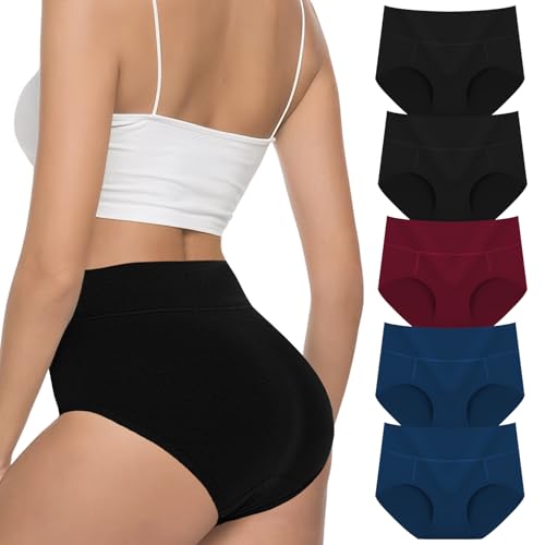 VZGZIL Unterhosen Damen Baumwolle Unterwäsche Frauen Hohe Taille Atmungsaktiv Slips Panties Multipack von VZGZIL