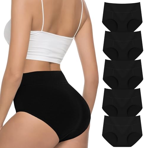 VZGZIL Unterhosen Damen Baumwolle Unterwäsche Frauen Hohe Taille Atmungsaktiv Slips Panties Multipack von VZGZIL