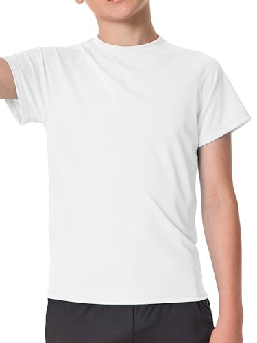 Jungen UV Shirt Rashguard UPF 50+ Schwimmshirt Kinder Badeshirt Rundkragen Bademode Trocknend (Weiß,14-16 Jahre) von VZV