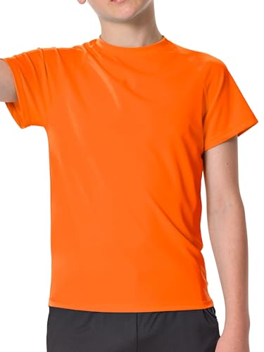Jungen UV Shirt Rashguard UPF 50+ Schwimmshirt Kinder Badeshirt Rundkragen Bademode Trocknend (Orange,12-14 Jahre) von VZV