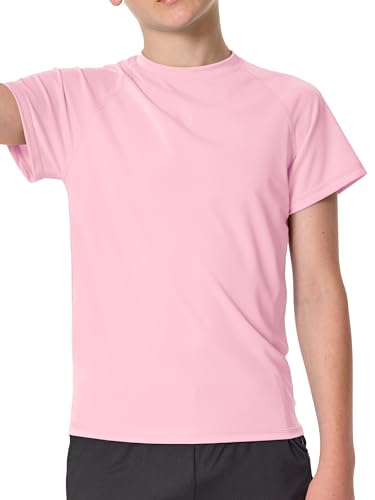 Jungen UV Shirt Rashguard UPF 50+ Schwimmshirt Kinder Badeshirt Rundkragen Bademode Trocknend (Rosa,12-14 Jahre) von VZV