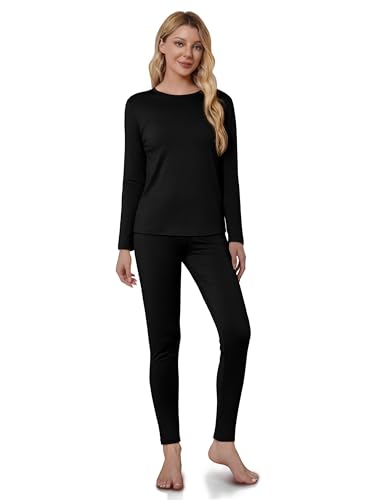 VZV Thermounterwäsche für Damen, Langarm-Langbein Thermoset, Fleecegefüttertes Baselayer-Set, Oberteil and Hose von VZV