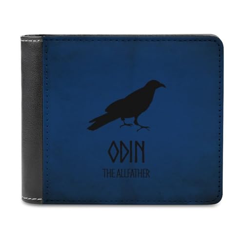 3D Wikinger Odin Rabe Druck Weiche Kurze Brieftasche für Frauen Männer, Leichte Tragbare Minimalistische Geldbörse, Multifunktional Bifold Premium PU Portemonnaie ( Color : A19 , Size : 12x10cm ) von VZXATYOP