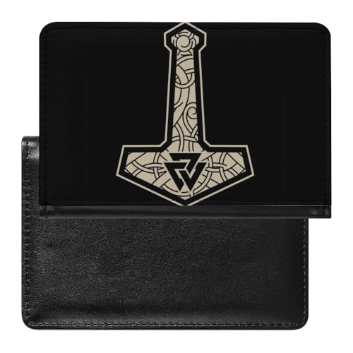 Damen Herren Wikinger Lebensbaum Vintage Multifunktional Passport Holder, Thors Hammer Weiche Wasserdicht Reisepasshülle, für Reisen Urlaub und Reisedokumente ( Color : A17 , Size : 14.7x9.8 cm ) von VZXATYOP