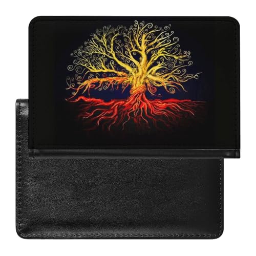 Damen Herren Wikinger Lebensbaum Vintage Multifunktional Passport Holder, Thors Hammer Weiche Wasserdicht Reisepasshülle, für Reisen Urlaub und Reisedokumente ( Color : A30 , Size : 14.7x9.8 cm ) von VZXATYOP