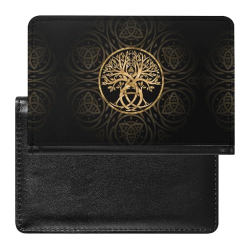 Damen Herren Wikinger Lebensbaum Vintage Multifunktional Passport Holder, Thors Hammer Weiche Wasserdicht Reisepasshülle, für Reisen Urlaub und Reisedokumente ( Color : A33 , Size : 14.7x9.8 cm ) von VZXATYOP