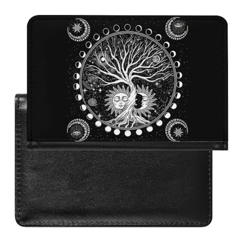 Damen Herren Wikinger Lebensbaum Vintage Multifunktional Passport Holder, Thors Hammer Weiche Wasserdicht Reisepasshülle, für Reisen Urlaub und Reisedokumente ( Color : A5 , Size : 14.7x9.8 cm ) von VZXATYOP