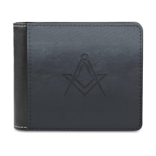 Herren 3D Freimaurer Premium Langlebig Schwarze Brieftasche, Leicht Vintage Kleine Portemonnaie, Kurzes Bifold Geldbörse für Kreditkarten ID-Karte Loses Geld ( Color : A23 , Size : 14.7x9.8 cm ) von VZXATYOP