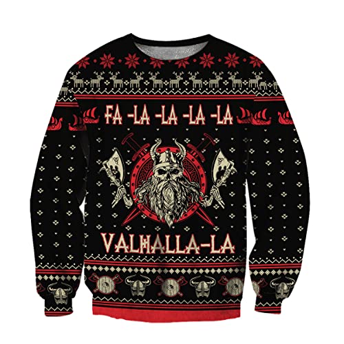 VZXATYOP 3D Druck Wikinger Weihnachts Kapuzenpullover für Herren, Norse Odin Valhalla Grafik Sweatshirt, Volle Größe Lässig Zip Up Kapuzenpullover Jacke,Sweatshirt 1,7XL von VZXATYOP