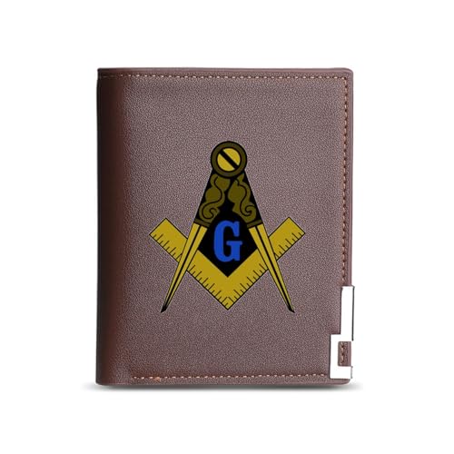 VZXATYOP Freimaurer AG Symbol Bifold Slim Geldbörsen, Mehrere Taschen Vintage Kurze Brieftasche, Portemonnaie Brieftasche für Männer Frauen (Color : Black10, Size : 12x10cm) von VZXATYOP