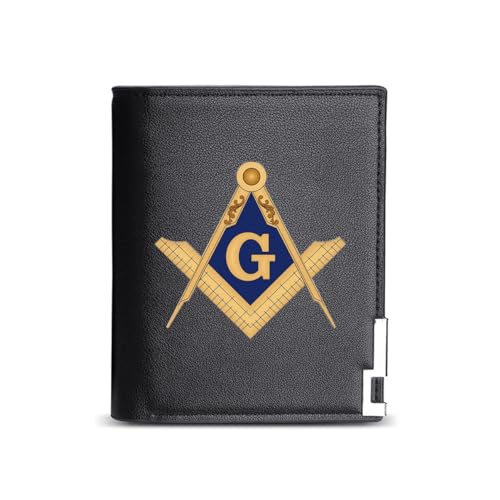 VZXATYOP Freimaurer AG Symbol Bifold Slim Geldbörsen, Mehrere Taschen Vintage Kurze Brieftasche, Portemonnaie Brieftasche für Männer Frauen (Color : Black7, Size : 12x10cm) von VZXATYOP