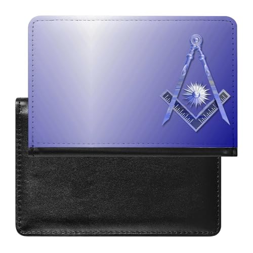 VZXATYOP Freimaurer Reisepasshülle Damen Herren, Hochwertigem PU-Leder Tragbar Schlank Wasserdicht Passport Holder, für Kreditkarten Ausweis und Reisedokumente (Color : A26, Size : 14.7x9.8 cm) von VZXATYOP