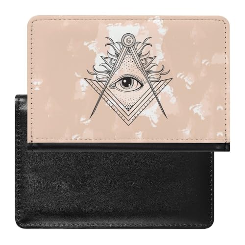 VZXATYOP Freimaurer Reisepasshülle Damen Herren, Hochwertigem PU-Leder Tragbar Schlank Wasserdicht Passport Holder, für Kreditkarten Ausweis und Reisedokumente (Color : A28, Size : 14.7x9.8 cm) von VZXATYOP