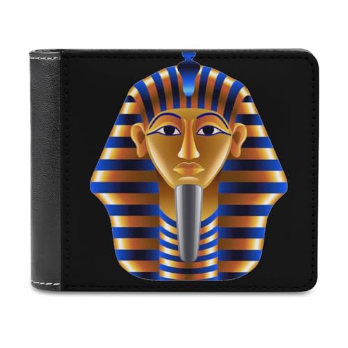 VZXATYOP Herren Ancient Egypt Bifold PU Brieftasche, Weiche Tragbare Langlebige Geldbörse, Leichte Kurze Großer Kapazität Portemonnaie mit Mehreren Kartenfächern (Color : A14, Size : 12x10cm) von VZXATYOP