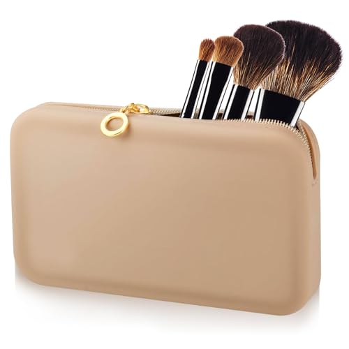 VZXZXE Silikon Make Up Pinsel Tasche Trave 20 x 12 x 3 cm Tragbarer Kosmetiktasche Pinselhalter Pinseltasche Make Up Tasche Klein Travel Organizer Reise Accessoires von VZXZXE