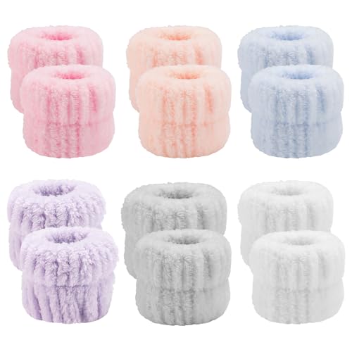 VZZNN 12-teiliges Handgelenkhandtuch zum Waschen des Gesichts, weiche Mikrofaser, Spa- und Hautpflege-Armbänder für Damen und Mädchen, verhindern, dass Wasser in Ihre Arme gelangt (einfarbig) von VZZNN