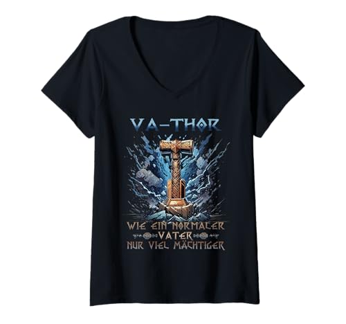Damen Vathor - Cooler Spruch Vatertag Vatertagsgeschenk Wikinger T-Shirt mit V-Ausschnitt Damen Vathor - Cooler Spruch Vatertag Vatertagsgeschenk Wikinger T-Shirt mit V-Ausschnitt von Va-Thor Viking Vathor Vatertag Lustig