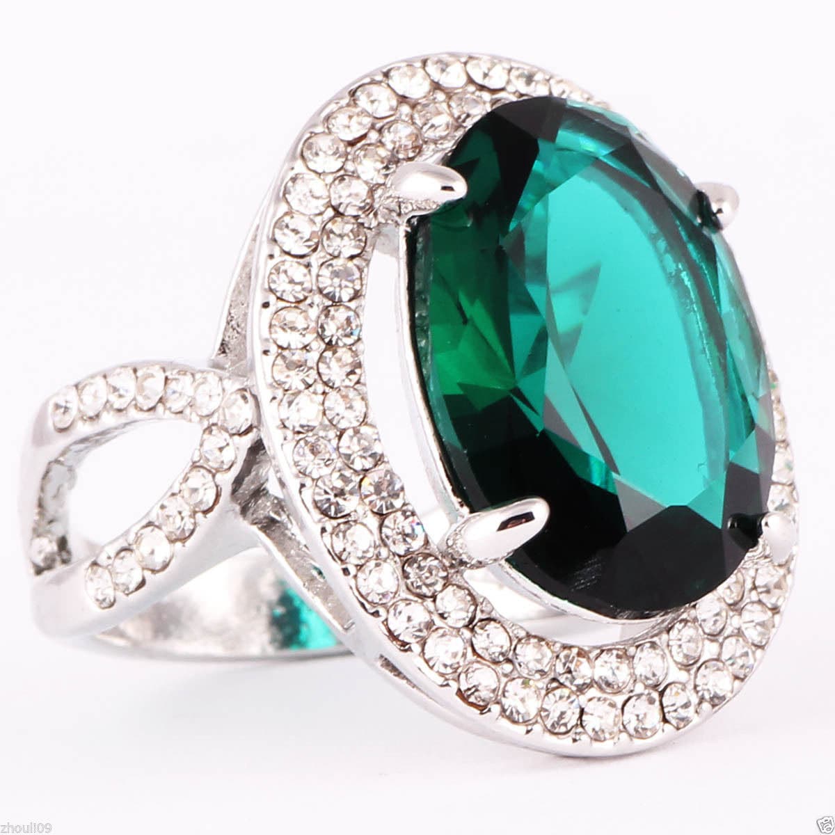 14Kt Weiß Gold Filled 10Ct Smaragd Ring Hochzeit Verlobungsring, Geschenk, Ring, Statement von VaLaReseBoutique