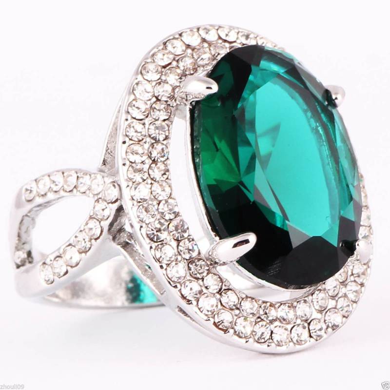 14Kt Weiß Gold Filled 10Ct Smaragd Ring Hochzeit Verlobungsring, Geschenk, Ring, Statement von VaLaReseBoutique
