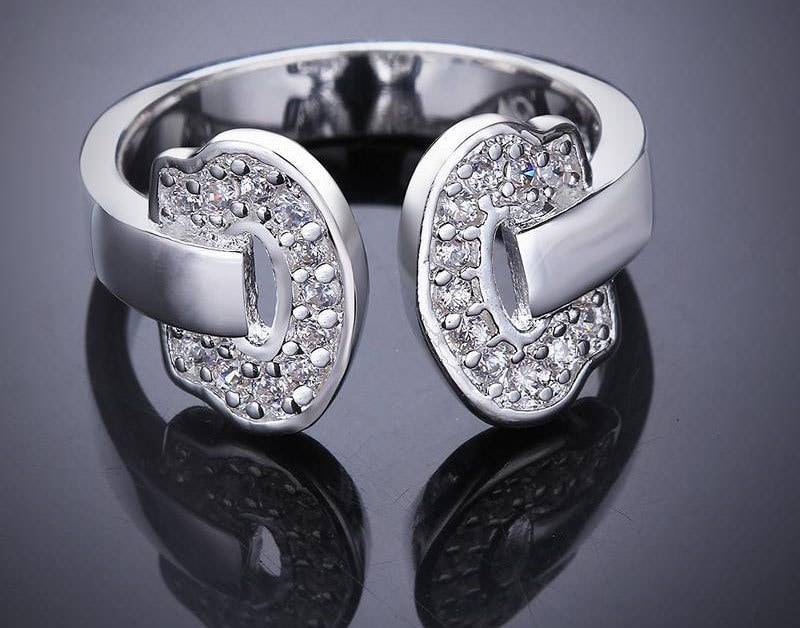 925 Hufeisen Strass Ring Verstellbar, Knuckle Ring, Offener von VaLaReseBoutique