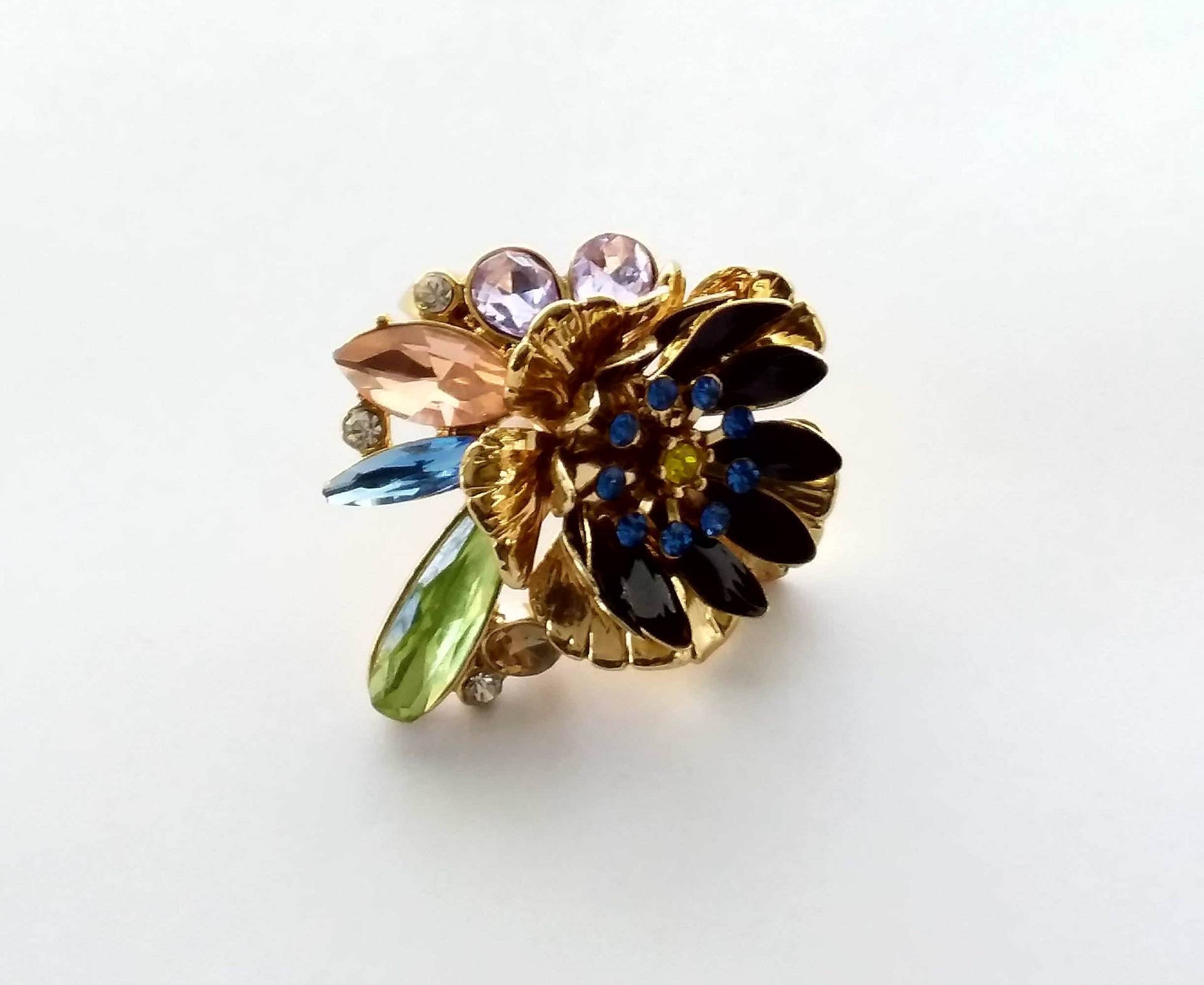 Blumen Kristall Ring, Statement Gold Frühling Trend von VaLaReseBoutique