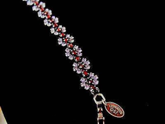 Designer Liz Blume Lila Strass Blumen Armband, Charm Armband, Sommer Hochzeit, Braut von VaLaReseBoutique