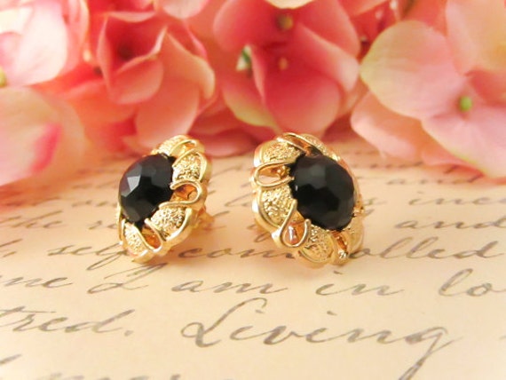 Gold Blumen Strass Ohrringe, Vintage Knopf Ohrstecker, Brautjungfern Zierliche Schmuck von VaLaReseBoutique