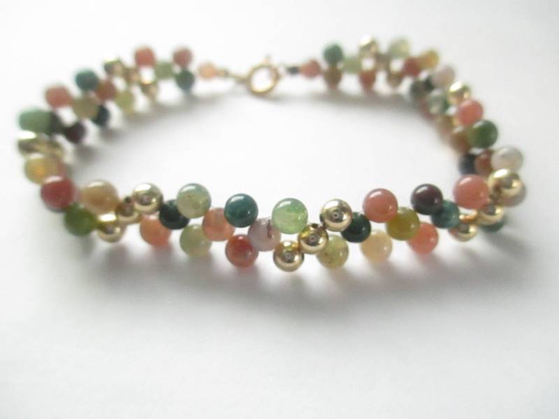 Gold Filled Echtes Edelstein Armband, Vintage Armband von VaLaReseBoutique