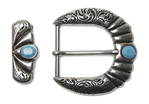 VaModa Dornschließe 4,0 cm | Wechselschließe Gürtelschnalle Buckle 40mm | Modell 'Grizz - Türkiser Stein' | Gürtelschließe für Wechselgürtel von VaModa