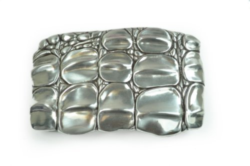 VaModa Gürtelschließe Wechselschließe Gürtelschnalle Buckle Modell Crocoback, Silber, 9.5x6cm von VaModa