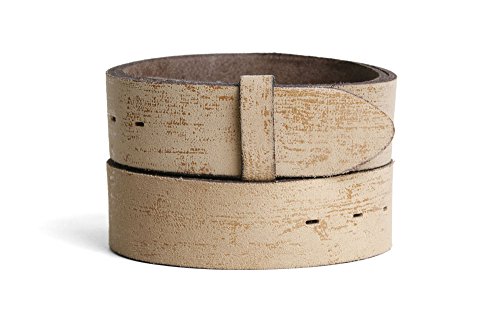 VaModa Ledergürtel 4cm Wechselgürtel Jeansgürtel Belt 40 mm | Gürtel für Damen Herren 4,0 cm | Modell 'Nassau' | ohne Schließe | Farbe beige, Länge=85cm, Druckknopfsystem von VaModa