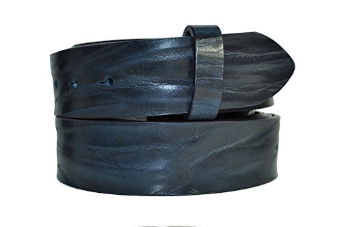 VaModa Vollrindleder 4cm Wechselgürtel Jeansgürtel Belt 40 mm | Ledergürtel für Damen Herren 4,0 cm | Modell 'Crush' | ohne Schließe | Farbe marine, Länge=110cm, Schraubsystem von VaModa