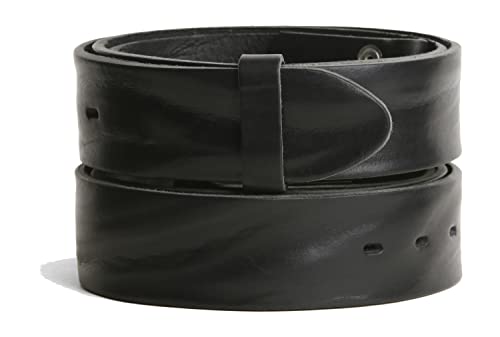 VaModa Vollrindleder 4cm Wechselgürtel Jeansgürtel Belt 40 mm | Ledergürtel für Damen Herren 4,0 cm | Modell 'Crush' | ohne Schließe | Farbe schwarz, Länge=105cm, Druckknopfsystem von VaModa