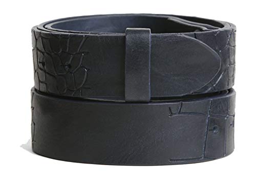 VaModa Vollrindleder 4cm Wechselgürtel Jeansgürtel Belt 40 mm | Ledergürtel für Damen Herren 4,0 cm | Modell 'Lyon' | ohne Schließe | Farbe Blau, Länge=85cm, Druckknopfsystem von VaModa