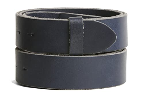 VaModa Vollrindleder 4cm Wechselgürtel Jeansgürtel Belt 40 mm | Ledergürtel für Damen Herren 4,0 cm | Modell 'Utah | ohne Schließe | Farbe Blau, Länge=80cm, Schraubsystem von VaModa