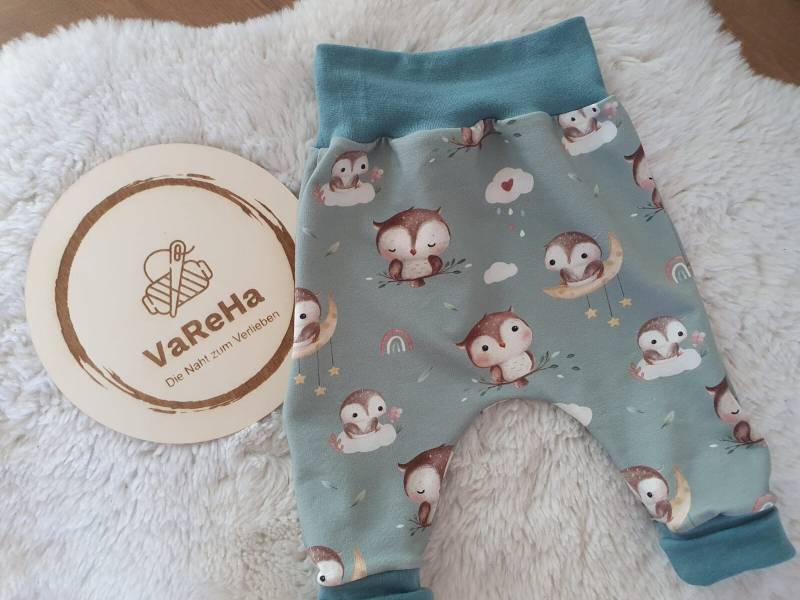 Hose Pumphose Für Kinder Mit Eule Größe 62 Bis 74 von VaReHaDesign