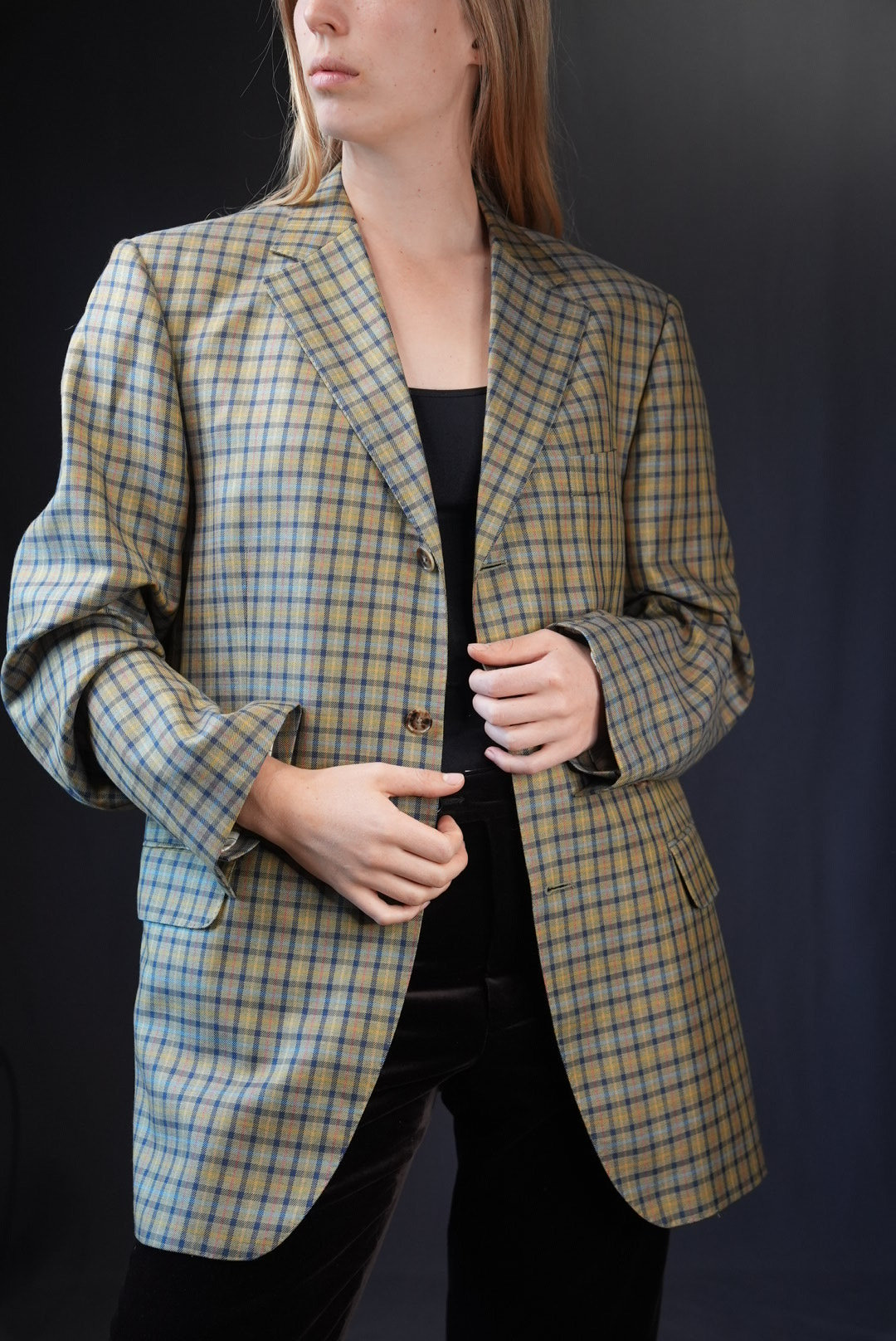 Vintage Blazer Jacke Kariert | Wolle Und Seide Mischung Stoff Gewebt in Italien von Vabrix