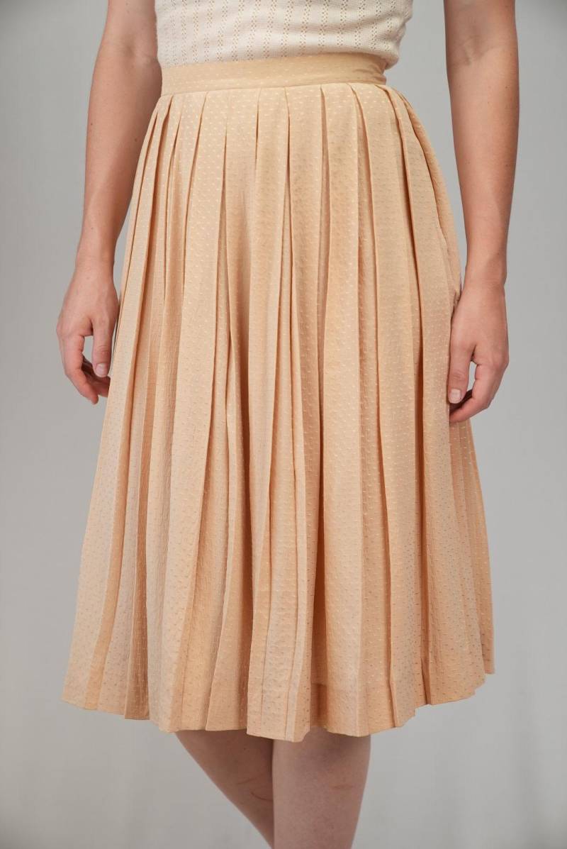 Vintage Faltenrock Aus Seide, Italien 70Er | Light Pfirsich Strukturtes Midi 100% Seide Größe S-M von Vabrix