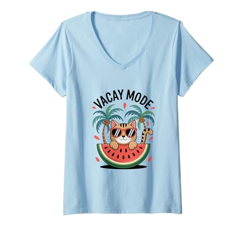 Damen Vacay-Modus Sommerkreuzfahrt Urlaub T-Shirt mit V-Ausschnitt Damen Vacay-Modus Sommerkreuzfahrt Urlaub T-Shirt mit V-Ausschnitt von Vacation Mode Activated